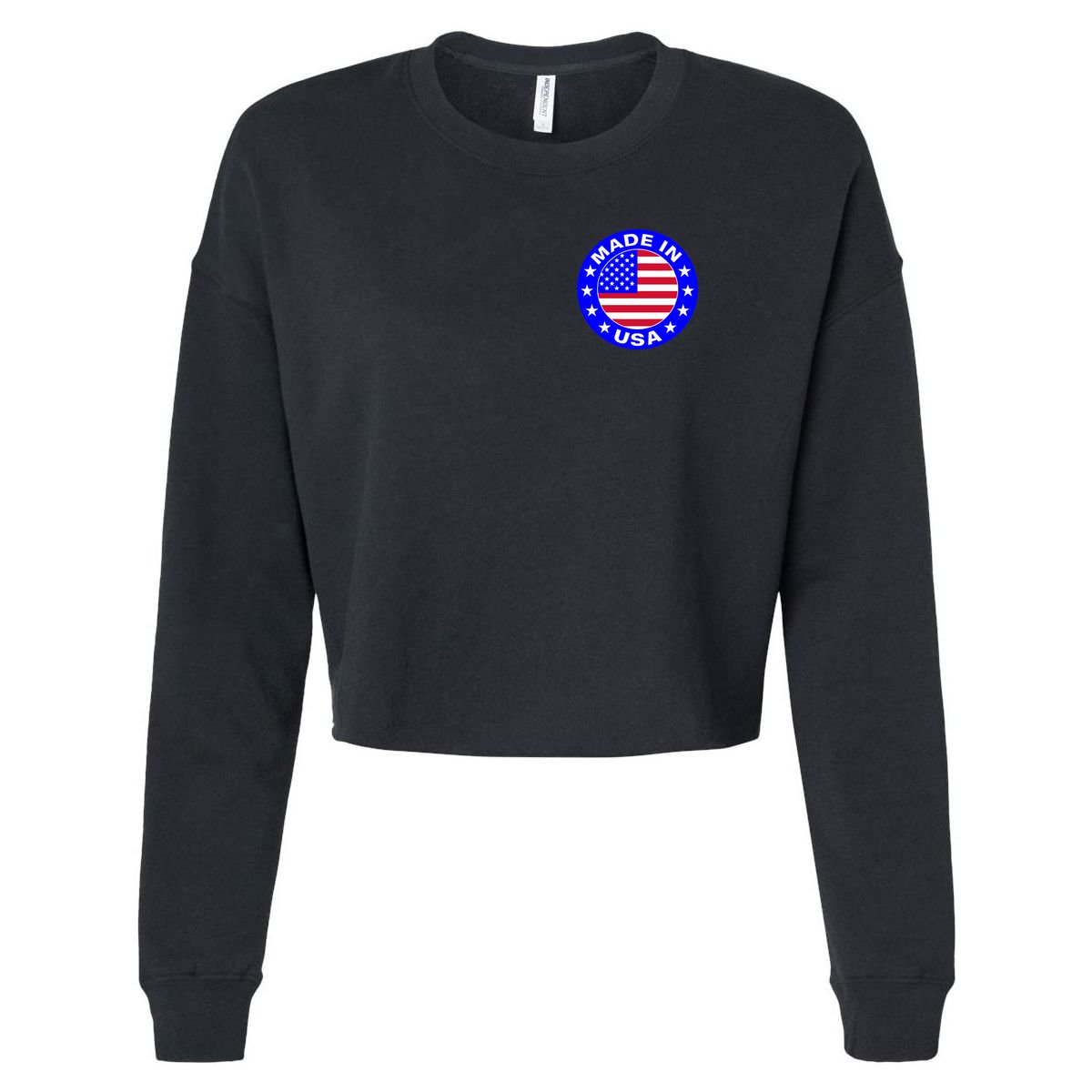 Made In The USA Badge Cropped Pullover Crew