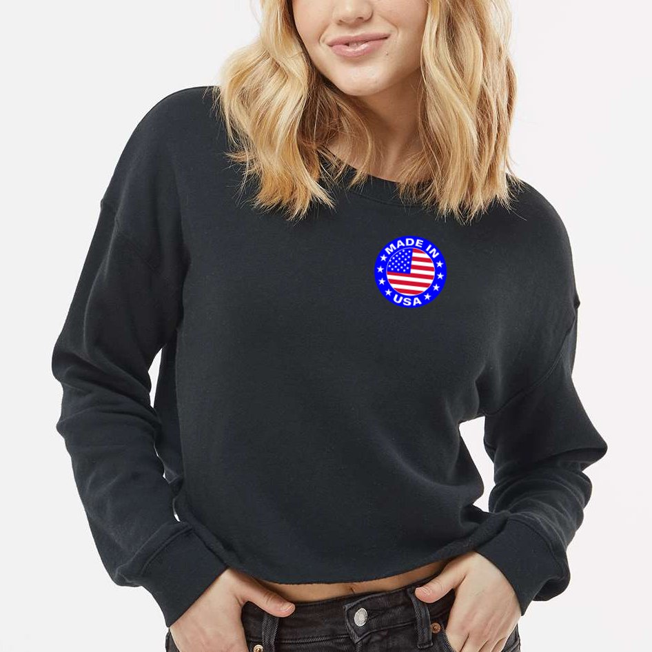 Made In The USA Badge Cropped Pullover Crew