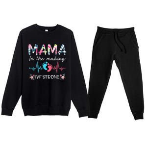 Mama In The Making Ivf Strong Floral Transfer Day Ivf Mom Premium Crewneck Sweatsuit Set