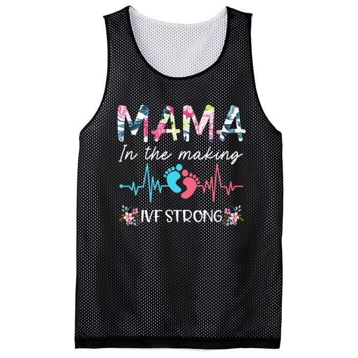 Mama In The Making Ivf Strong Floral Transfer Day Ivf Mom Mesh Reversible Basketball Jersey Tank