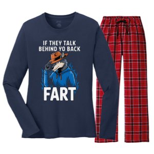 Meme If They Talk Behind Your Back Fart Funny Oddly Specific Women's Long Sleeve Flannel Pajama Set 