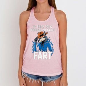 Meme If They Talk Behind Your Back Fart Funny Oddly Specific Women's Knotted Racerback Tank