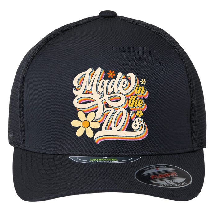 Made In The 70S Retro Created During 1970s Groovy Birthday Flexfit Unipanel Trucker Cap