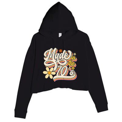 Made In The 70S Retro Created During 1970s Groovy Birthday Crop Fleece Hoodie