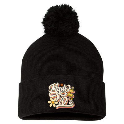 Made In The 70S Retro Created During 1970s Groovy Birthday Pom Pom 12in Knit Beanie