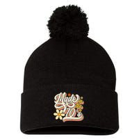 Made In The 70S Retro Created During 1970s Groovy Birthday Pom Pom 12in Knit Beanie