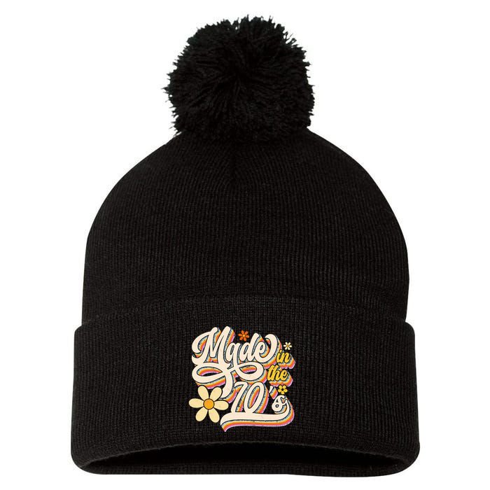 Made In The 70S Retro Created During 1970s Groovy Birthday Pom Pom 12in Knit Beanie