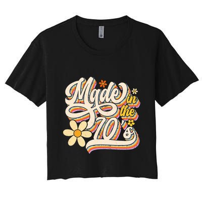 Made In The 70S Retro Created During 1970s Groovy Birthday Crop Top