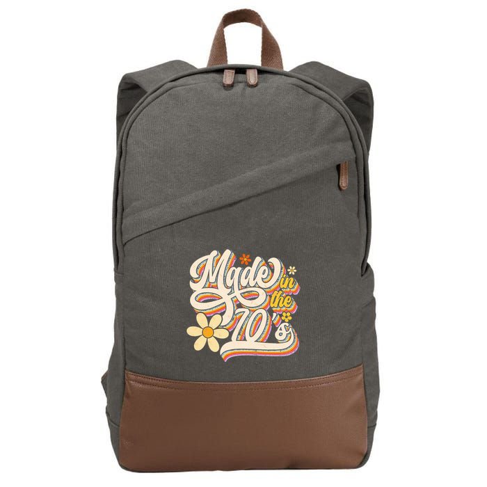 Made In The 70S Retro Created During 1970s Groovy Birthday Cotton Canvas Backpack