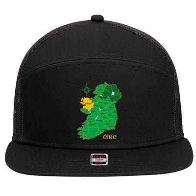 Mayo Ireland T Irish County Map Eire Irish Travel 7 Panel Mesh Trucker Snapback Hat