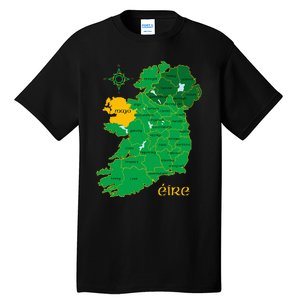 Mayo Ireland T Irish County Map Eire Irish Travel Tall T-Shirt