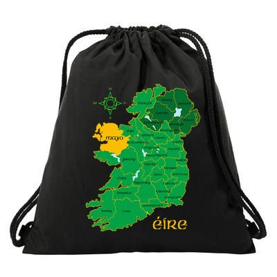 Mayo Ireland T Irish County Map Eire Irish Travel Drawstring Bag
