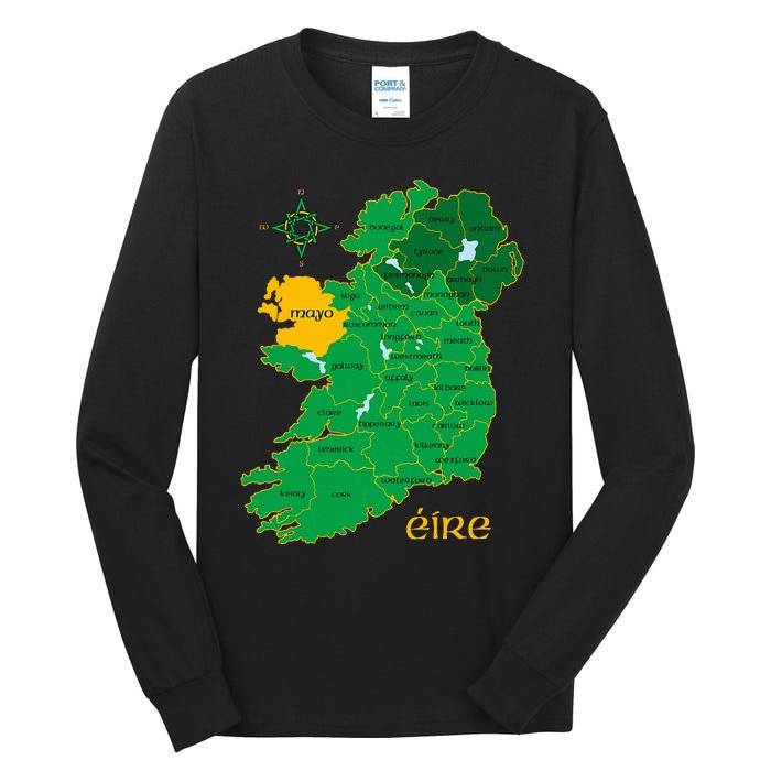 Mayo Ireland T Irish County Map Eire Irish Travel Tall Long Sleeve T-Shirt