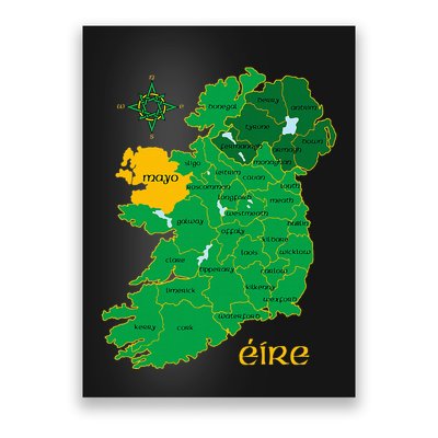 Mayo Ireland T Irish County Map Eire Irish Travel Poster