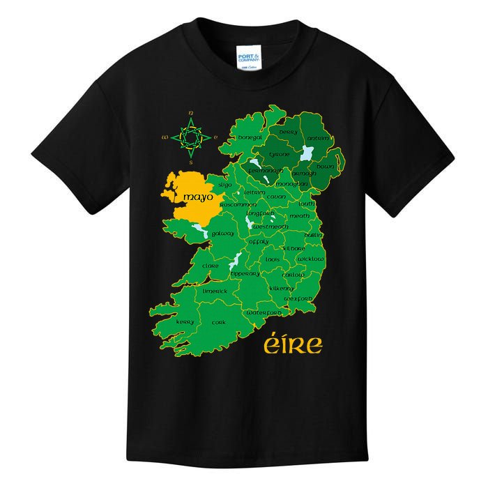 Mayo Ireland T Irish County Map Eire Irish Travel Kids T-Shirt