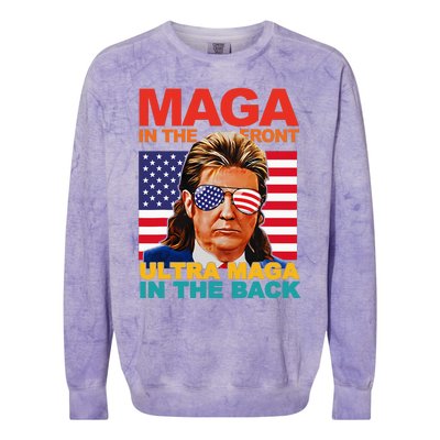 Maga In The Front Ultra Maga In The Back Trump Glasses Colorblast Crewneck Sweatshirt