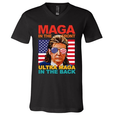 Maga In The Front Ultra Maga In The Back Trump Glasses V-Neck T-Shirt