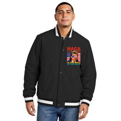 Maga In The Front Ultra Maga In The Back Trump Glasses Insulated Varsity Jacket