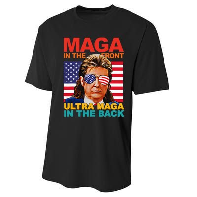 Maga In The Front Ultra Maga In The Back Trump Glasses Performance Sprint T-Shirt