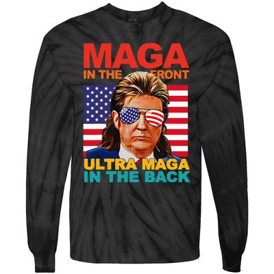 Maga In The Front Ultra Maga In The Back Trump Glasses Tie-Dye Long Sleeve Shirt