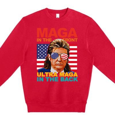 Maga In The Front Ultra Maga In The Back Trump Glasses Premium Crewneck Sweatshirt