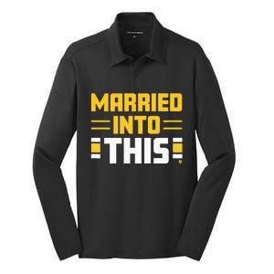 Married Into This Pittsburgh Football Silk Touch Performance Long Sleeve Polo