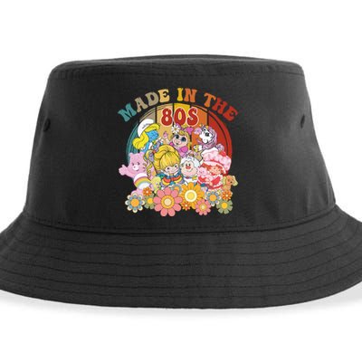 Made In The 80s Retro Vintage Cartoon Character Lover Bear And Strawberry Sustainable Bucket Hat