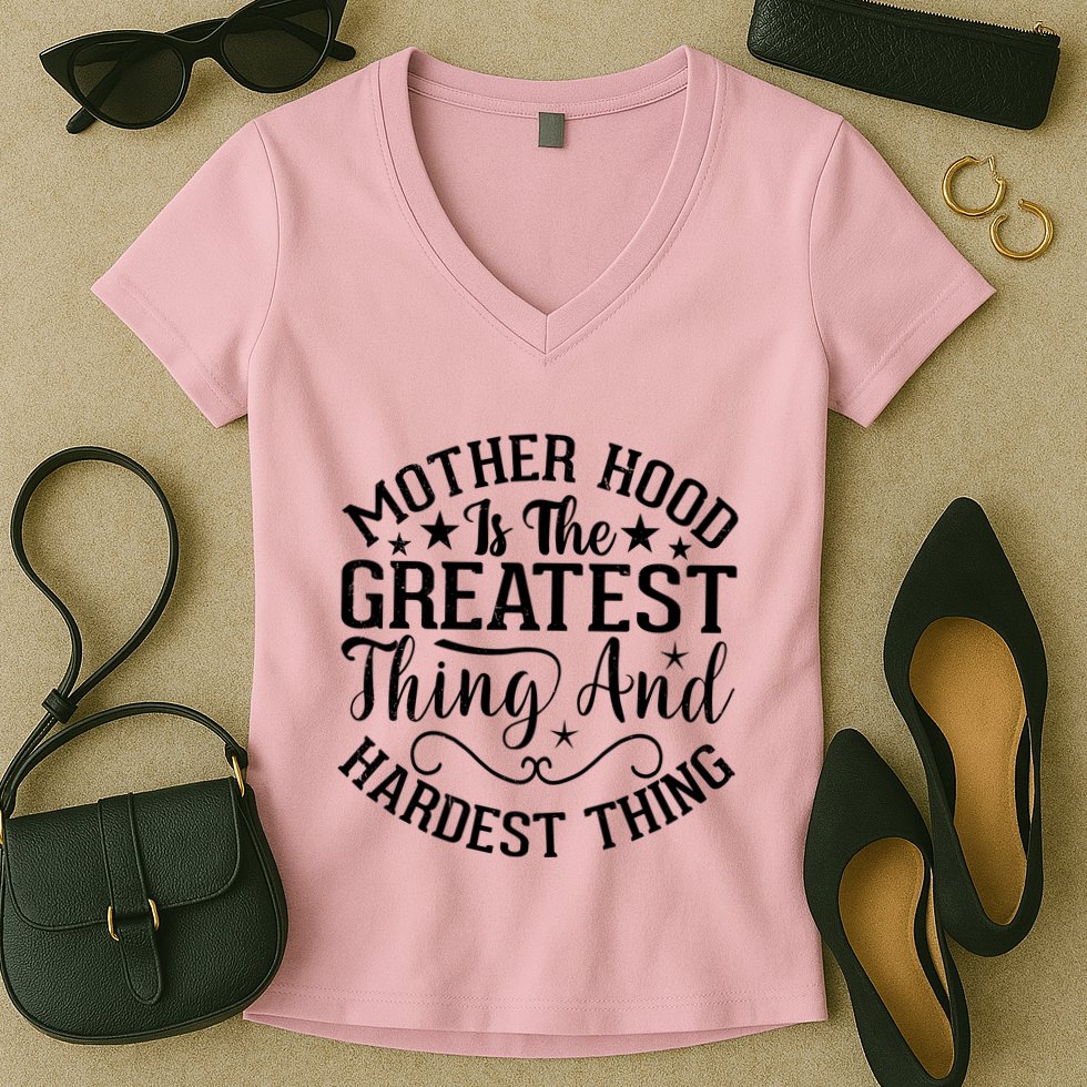 Motherhood Is The Greatest Thing And Hardest Thing Women's V-Neck T-Shirt