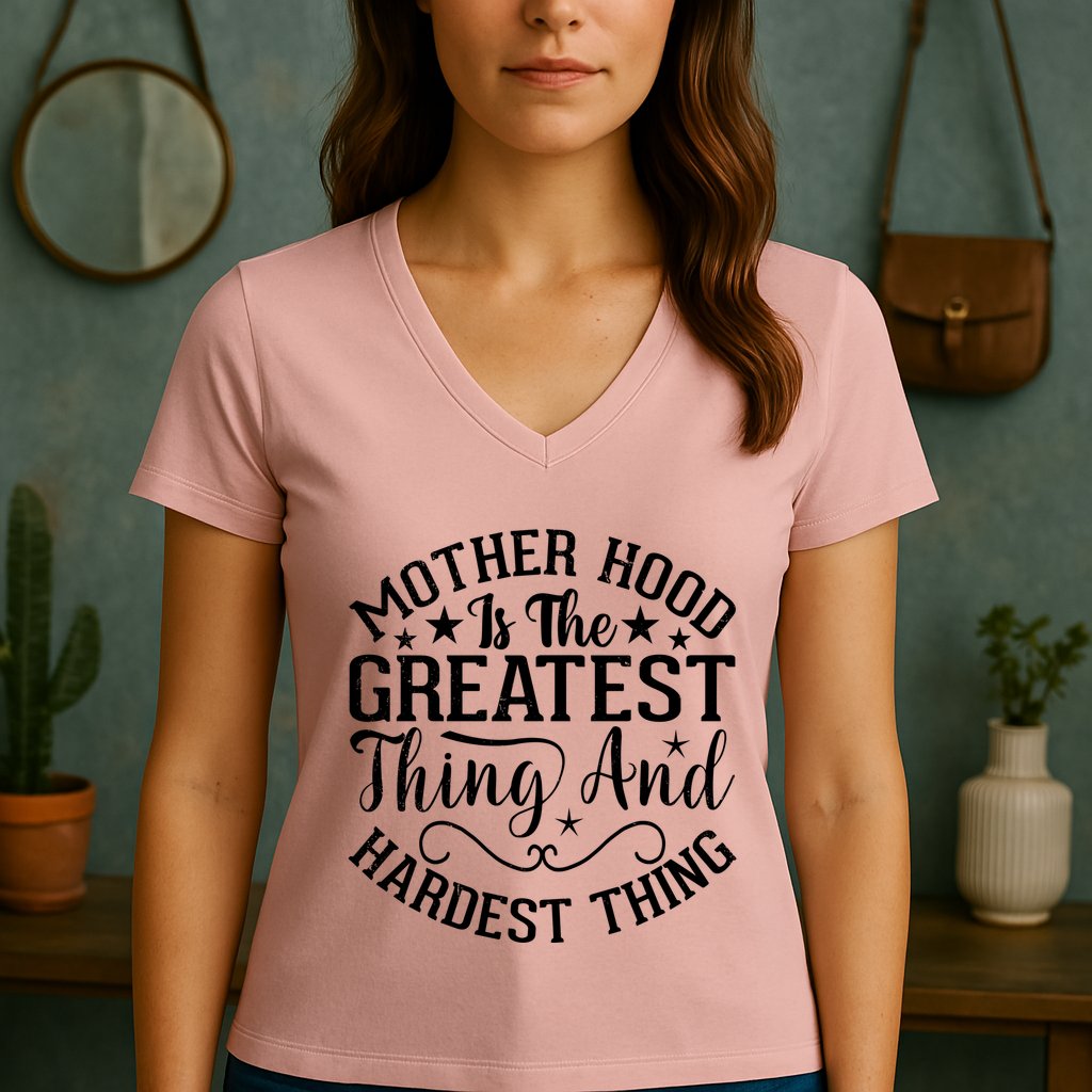 Motherhood Is The Greatest Thing And Hardest Thing Women's V-Neck T-Shirt