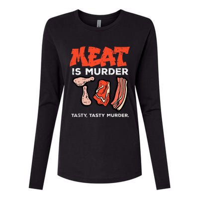 Meat Is Tasty Bbq Funny Barbecue Grilling Womens Cotton Relaxed Long Sleeve T-Shirt