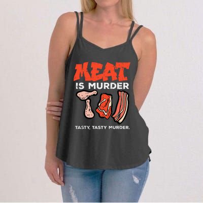 Meat Is Tasty Bbq Funny Barbecue Grilling Women's Strappy Tank