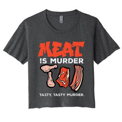 Meat Is Tasty Bbq Funny Barbecue Grilling Women's Crop Top Tee