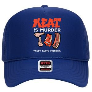 Meat Is Tasty Bbq Funny Barbecue Grilling High Crown Mesh Back Trucker Hat