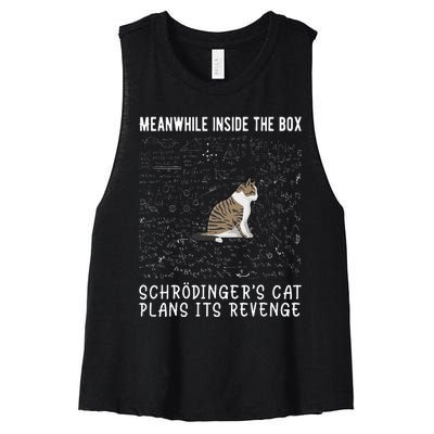 Meanwhile Inside The Box SchröDingers Cat Plans Its Revenge Women's Racerback Cropped Tank