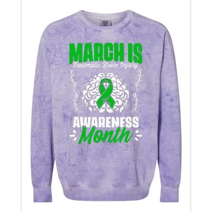 March Is Traumatic Brain Injury Month Surgery TBI Survivor Colorblast Crewneck Sweatshirt