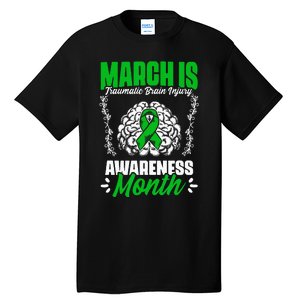 March Is Traumatic Brain Injury Month Surgery TBI Survivor Tall T-Shirt