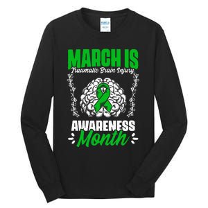 March Is Traumatic Brain Injury Month Surgery TBI Survivor Tall Long Sleeve T-Shirt