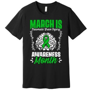 March Is Traumatic Brain Injury Month Surgery TBI Survivor Premium T-Shirt