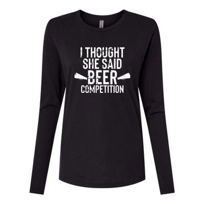 Mens I Thought She Said Beer Competition Shirt Funny Cheer Dad Womens Cotton Relaxed Long Sleeve T-Shirt