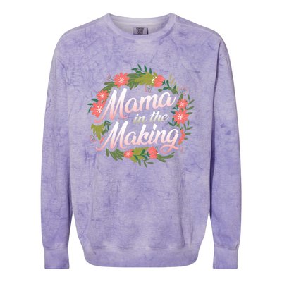 Mama In The Making Pregnancy Announcet Mommy Reveal Gift Colorblast Crewneck Sweatshirt