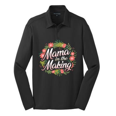 Mama In The Making Pregnancy Announcet Mommy Reveal Gift Silk Touch Performance Long Sleeve Polo