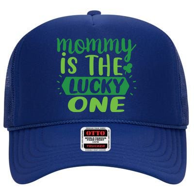 Mommy Is The Lucky One St Pattricks Day High Crown Mesh Back Trucker Hat