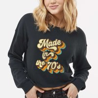 Made In The 70s Vibe Born In 70s Costume Party Cropped Pullover Crew