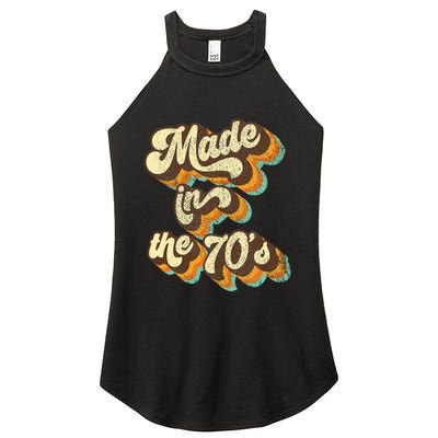 Made In The 70s Vibe Born In 70s Costume Party Women's Perfect Tri Rocker Tank