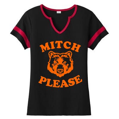 Mitch Please Bear Logo Ladies Halftime Notch Neck Tee