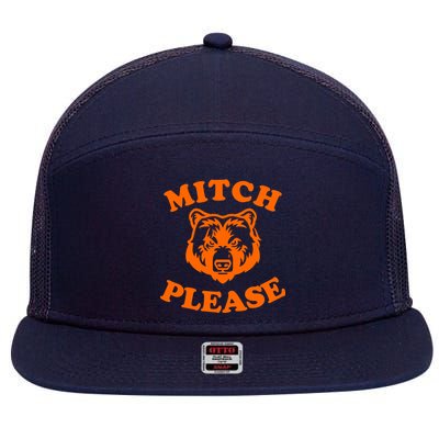 Mitch Please Bear Logo 7 Panel Mesh Trucker Snapback Hat