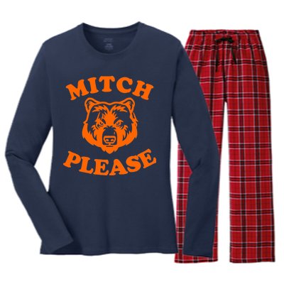 Mitch Please Bear Logo Women's Long Sleeve Flannel Pajama Set 