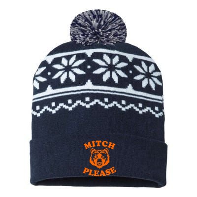 Mitch Please Bear Logo USA-Made Snowflake Beanie