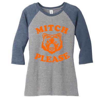 Mitch Please Bear Logo Women's Tri-Blend 3/4-Sleeve Raglan Shirt