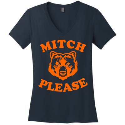 Mitch Please Bear Logo Women's V-Neck T-Shirt